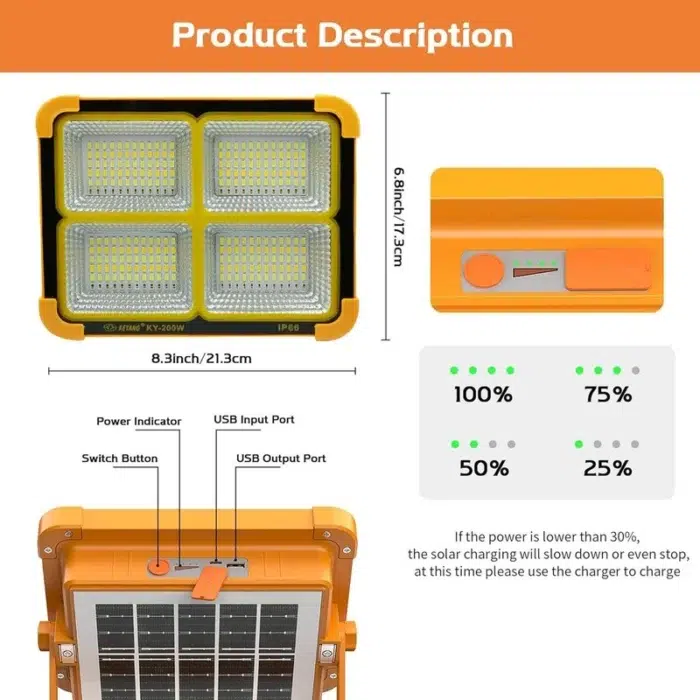 پرژکتور شارژی کیانگ KY-200W